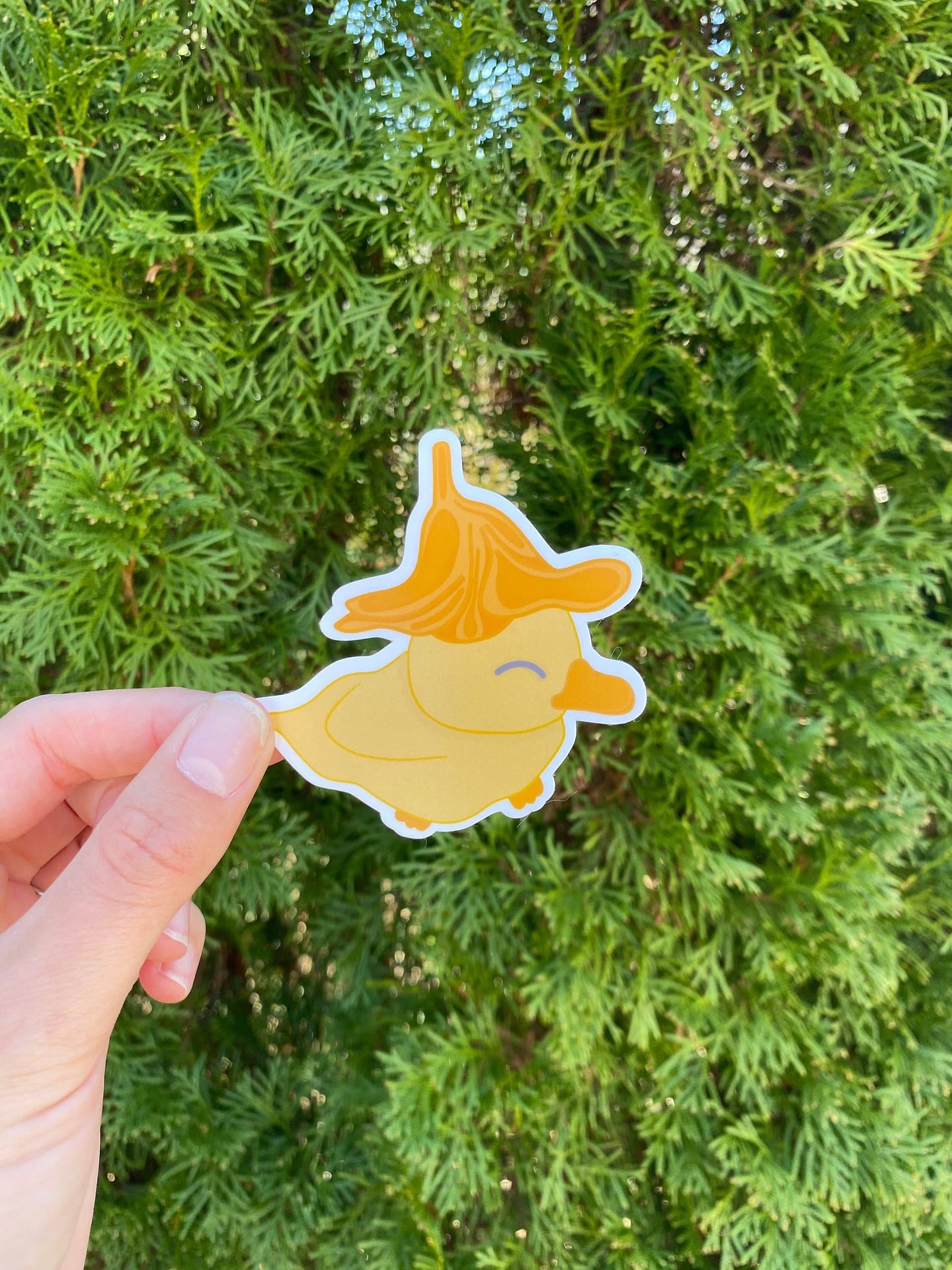 Ente mit einem geblümten Hut