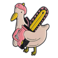 Weiße Ente Kettensäge Pin 