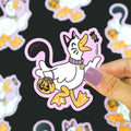 Autocollant Canard en Costume d'Halloween Chat