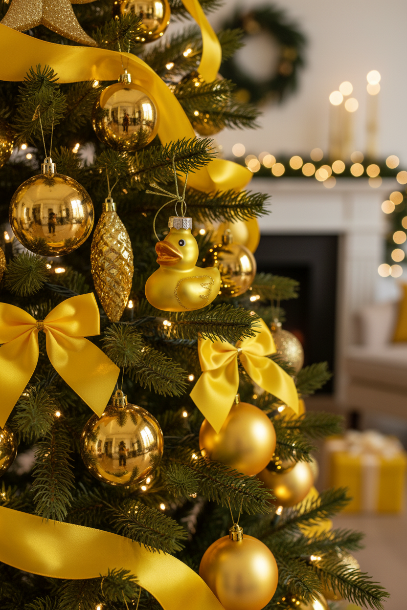 Boule de Noël Canard de bain Jaune