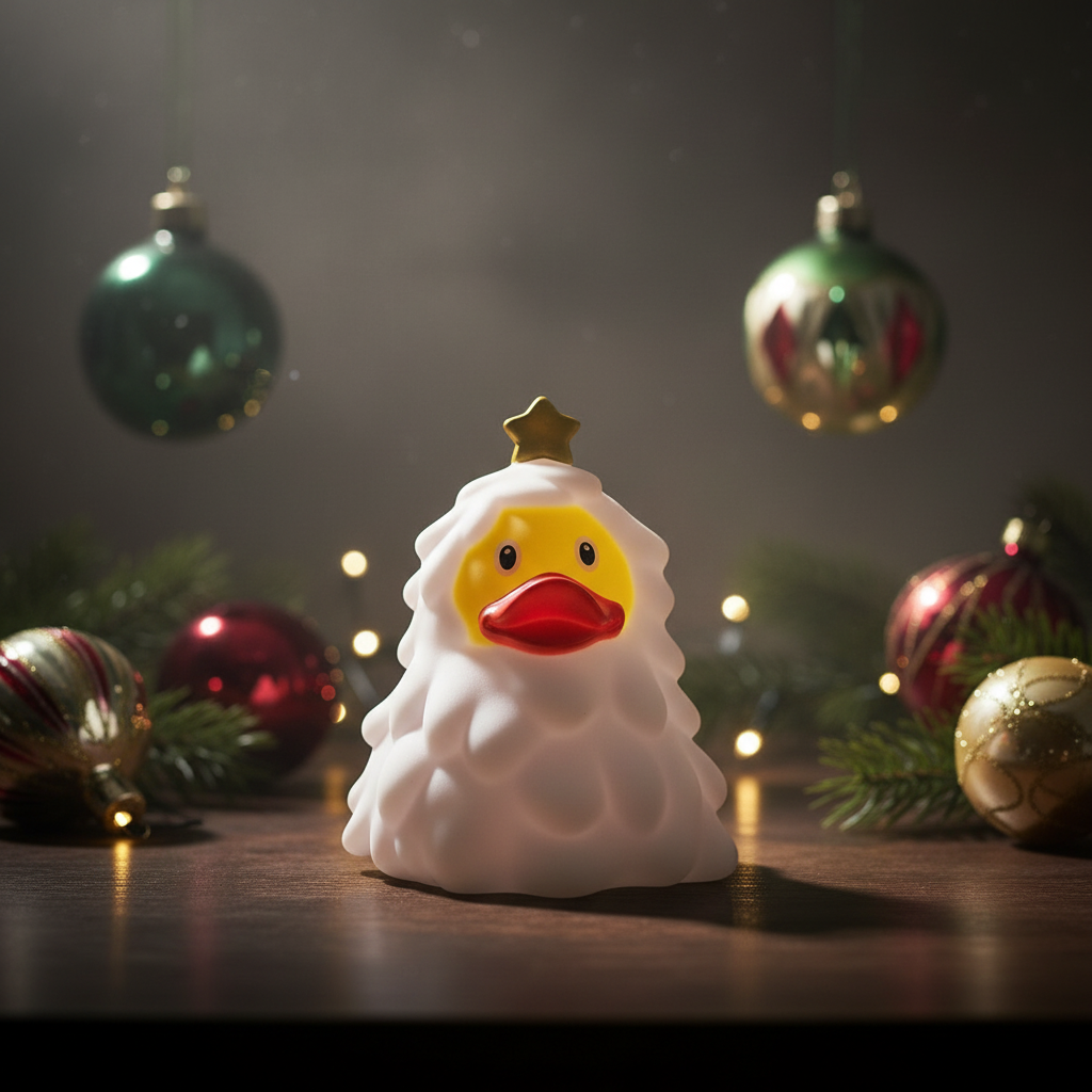 Weiße Weihnachtsbaum-Ente