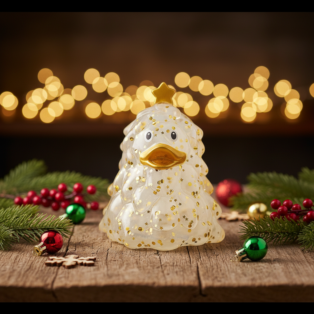 Golden Glitter Christmas Tree Duck