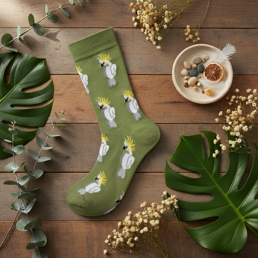 Chaussettes Vertes Cacatoès