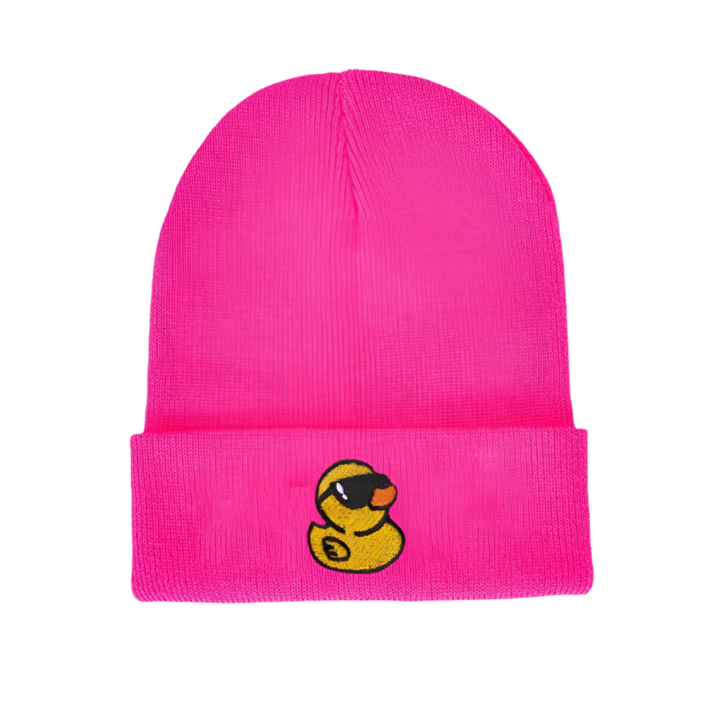 bonnet-rose-canard-jaune-lunettes-de-soleil