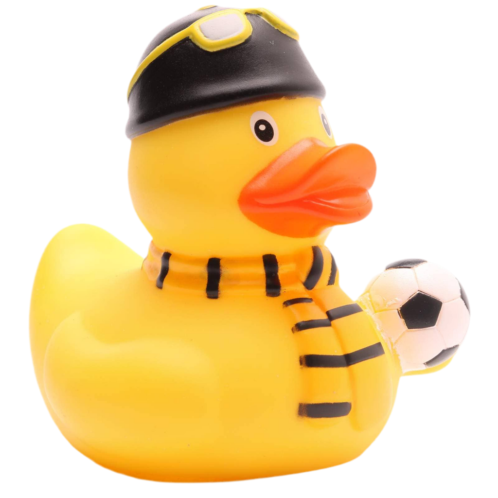 Gelb-schwarze Fußball-Fan-Ente