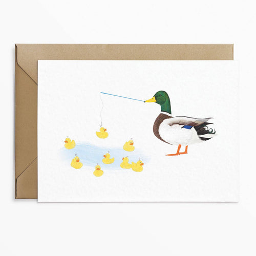 Duck Fishing Greeting Card