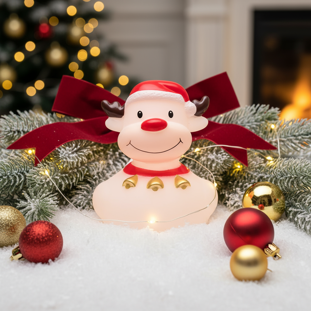 Weiße Weihnachtsrentier-Ente