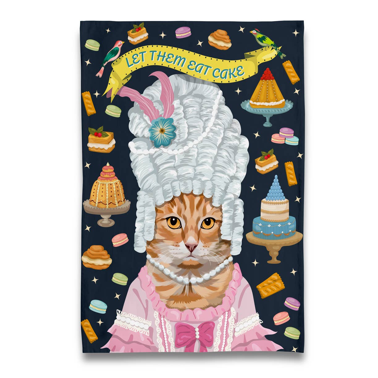 Torchon Chat Orange Marie Antoinette "Let Them Eat Cake"
