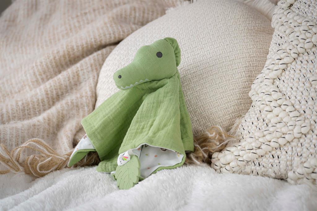 Kuscheltier Krokodil mit Beißring