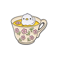 Weiße Ente in einer Teetasse Button