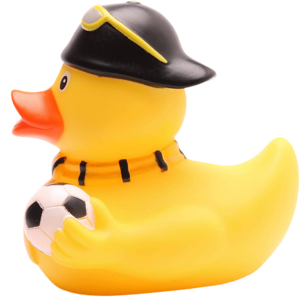 Gelb-schwarze Fußball-Fan-Ente