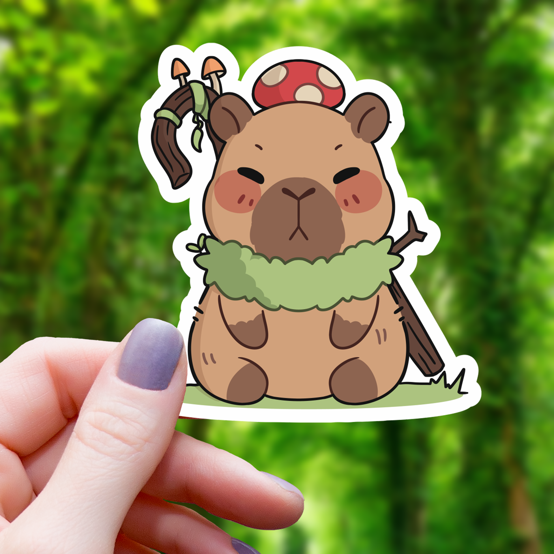 Autocollant Capybara Druide TTRPG