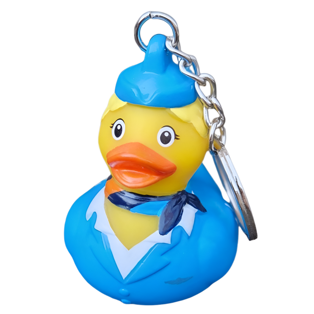 Blonde Flight Attendant Duck Keychain