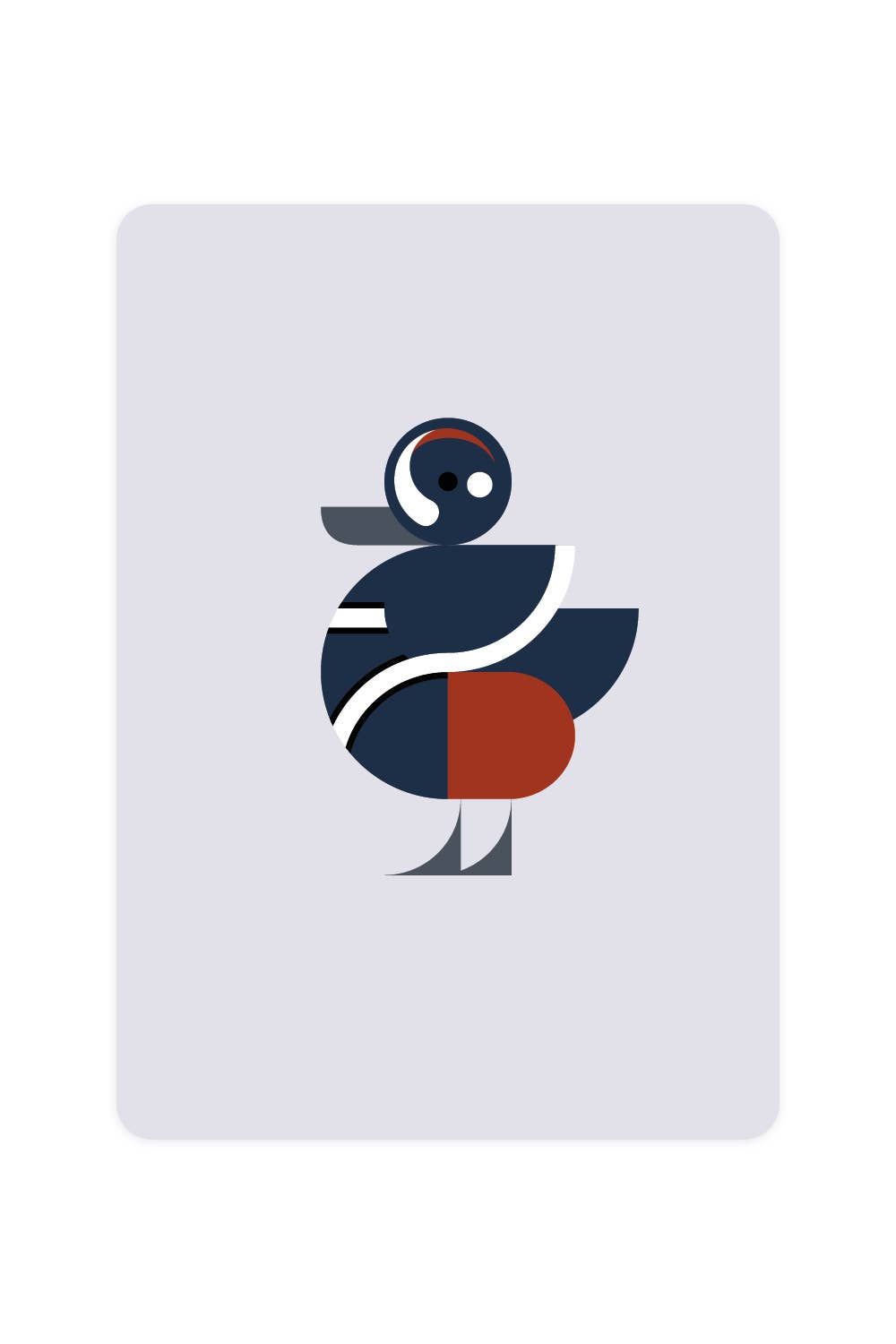 Carte postale avec canard Arlequin