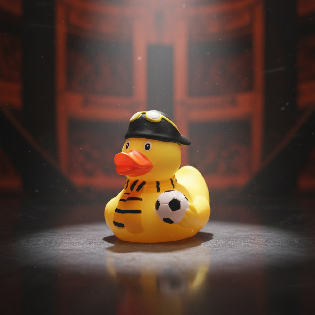 Gelb-schwarze Fußball-Fan-Ente