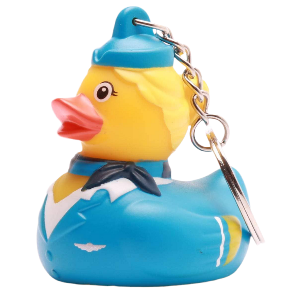 Blonder Flugbegleiter-Enten-Schlüsselanhänger
