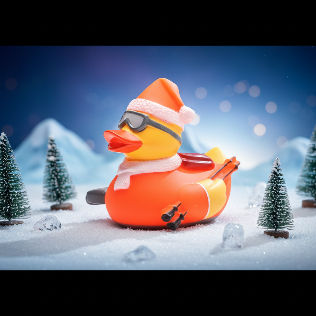Orange Skiing Duck