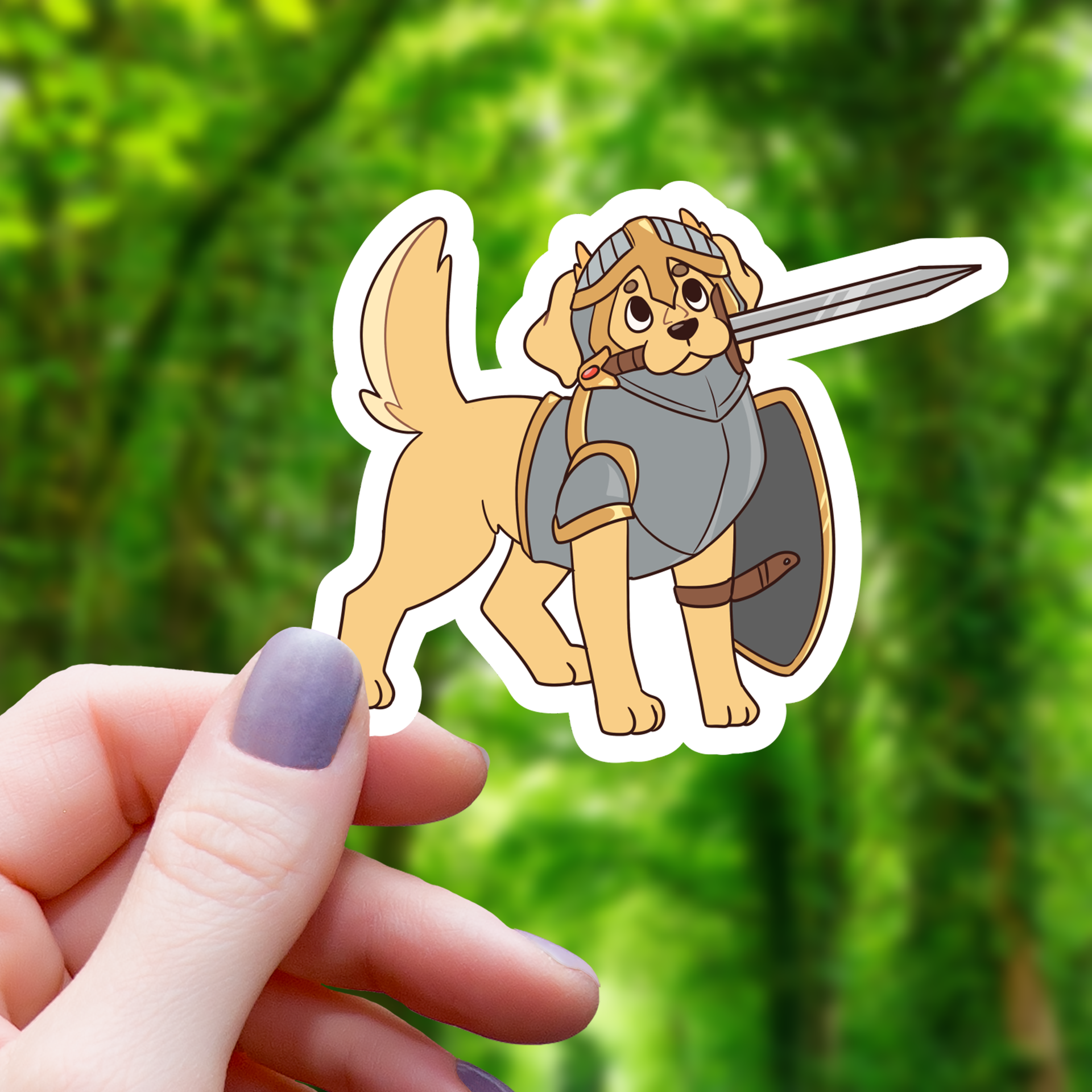Autocollant Chien Golden Paladin RPG