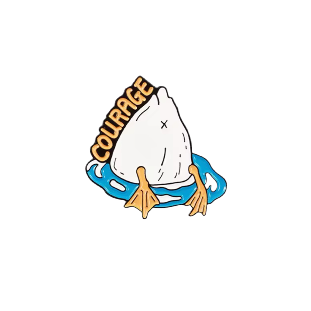 Pin's Canard Blanc "Courage"