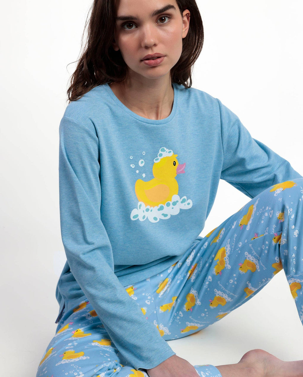 Schlafanzug Langarm Damen – Ente „Sweet Duckling“