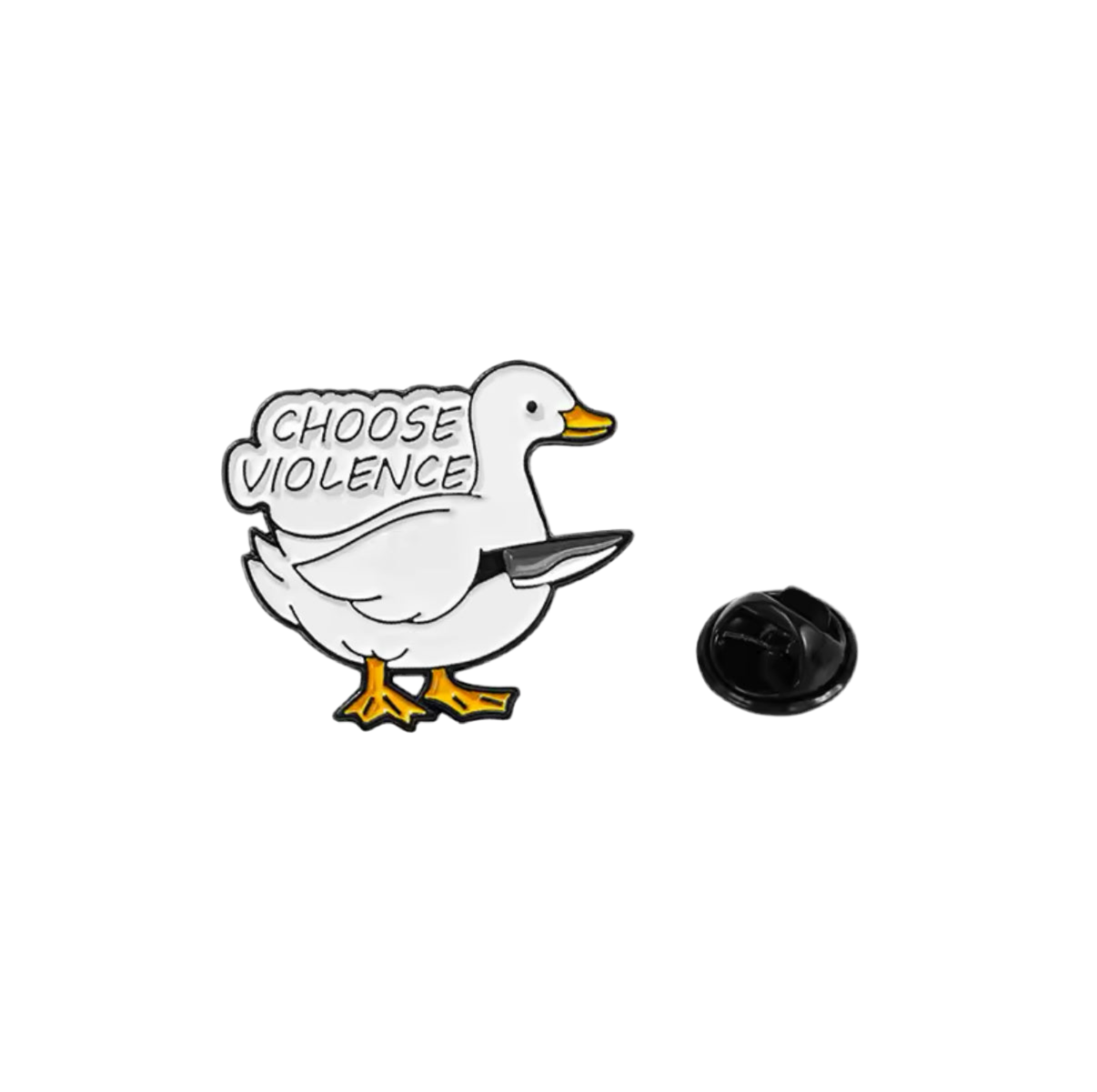 Weiße Enten-Anstecknadel „Wähle Gewalt“
