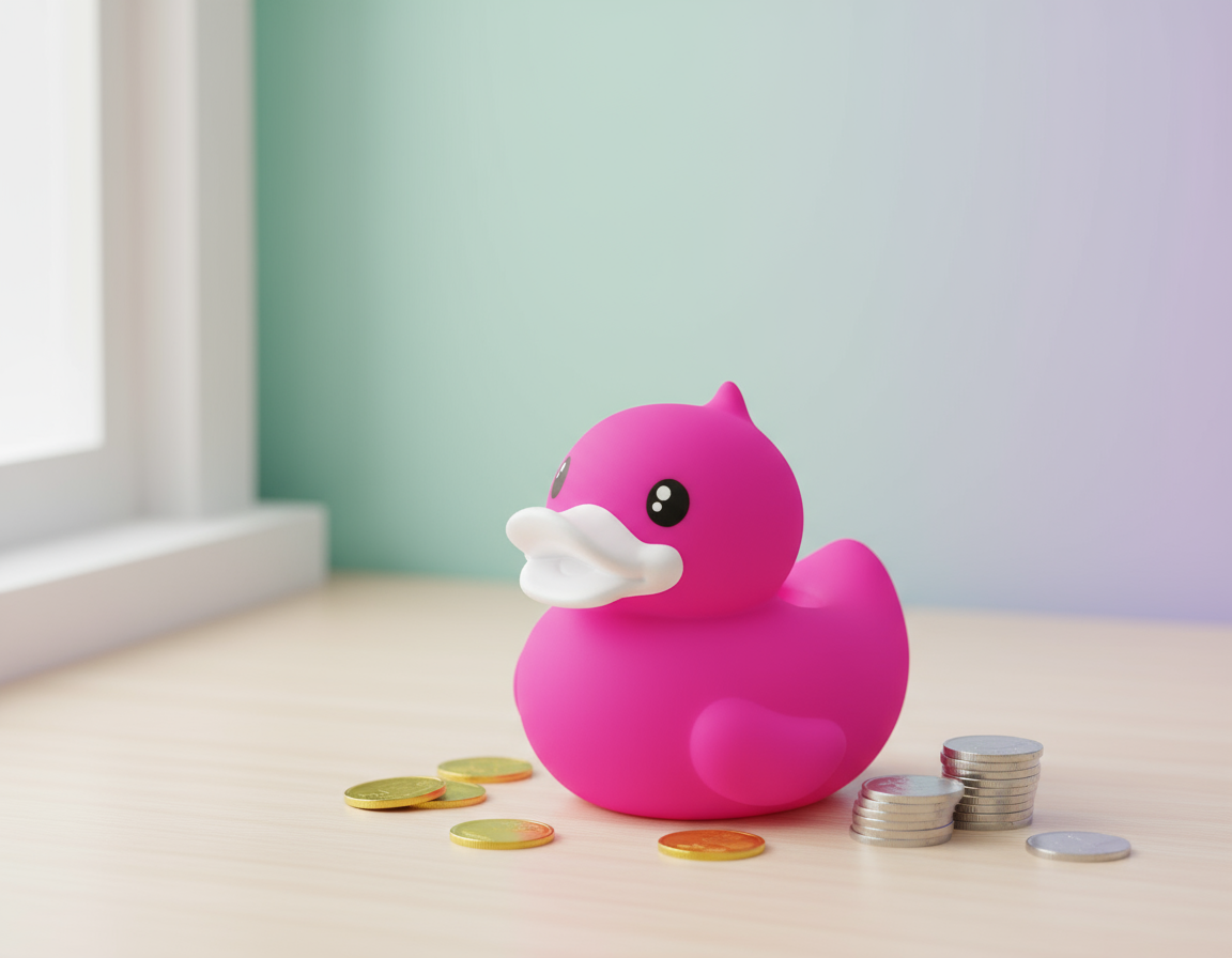 Kleine piggy bank fuchsia eend