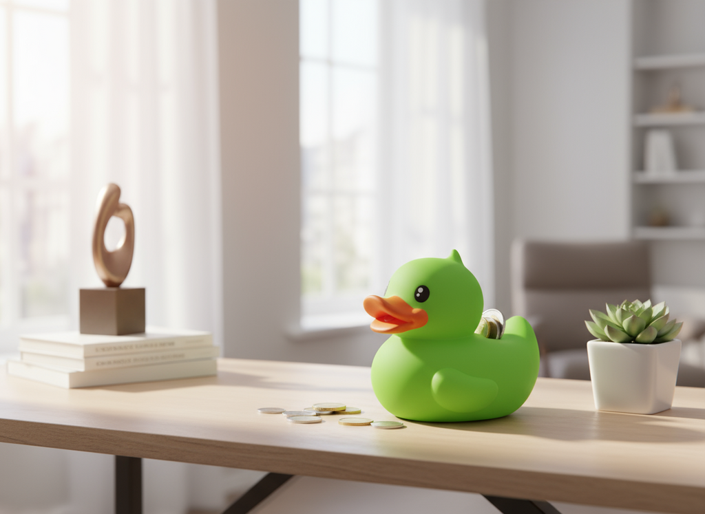 Kleine piggy bank groene eend