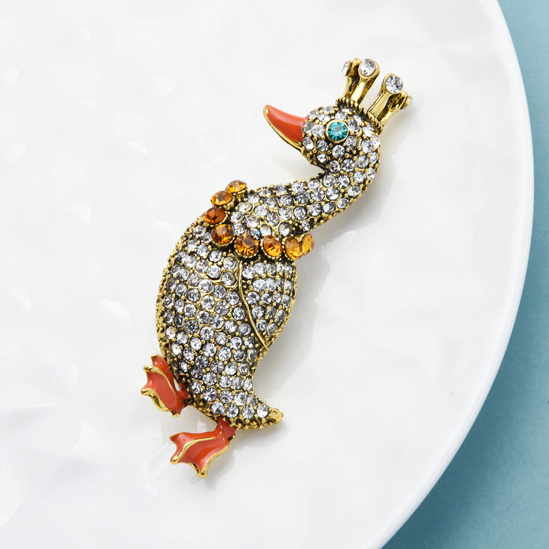 Broche Duck Crown Rhinestone