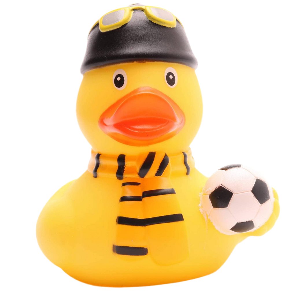 Gelb-schwarze Fußball-Fan-Ente
