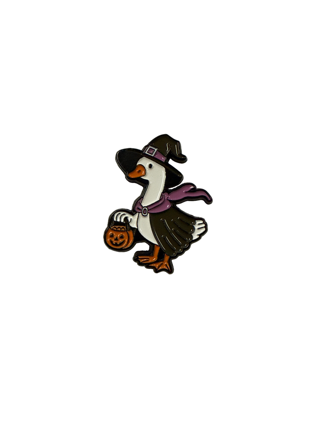 Photo produit - Pin's Canard Blanc Sorcière d’Halloween