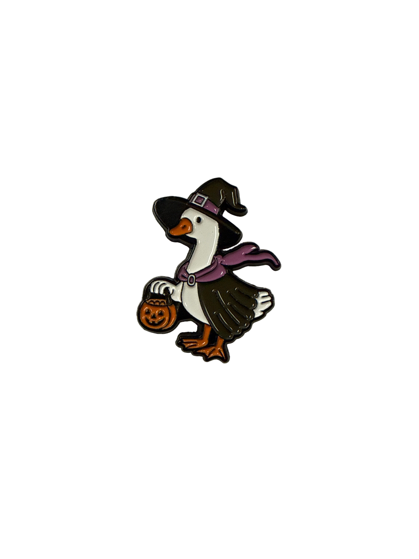 Weiße Ente Halloween Hexen-Anstecknadel