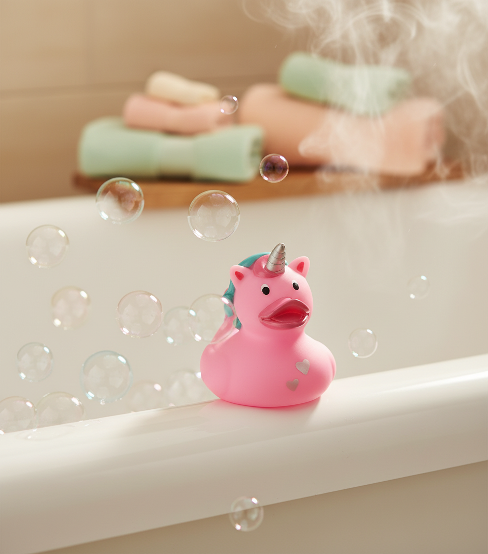 Roze hart unicorn eend