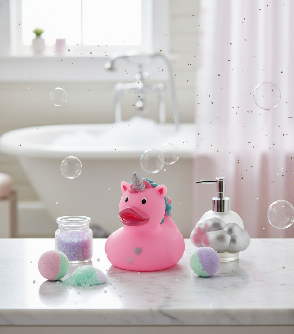 Roze hart unicorn eend