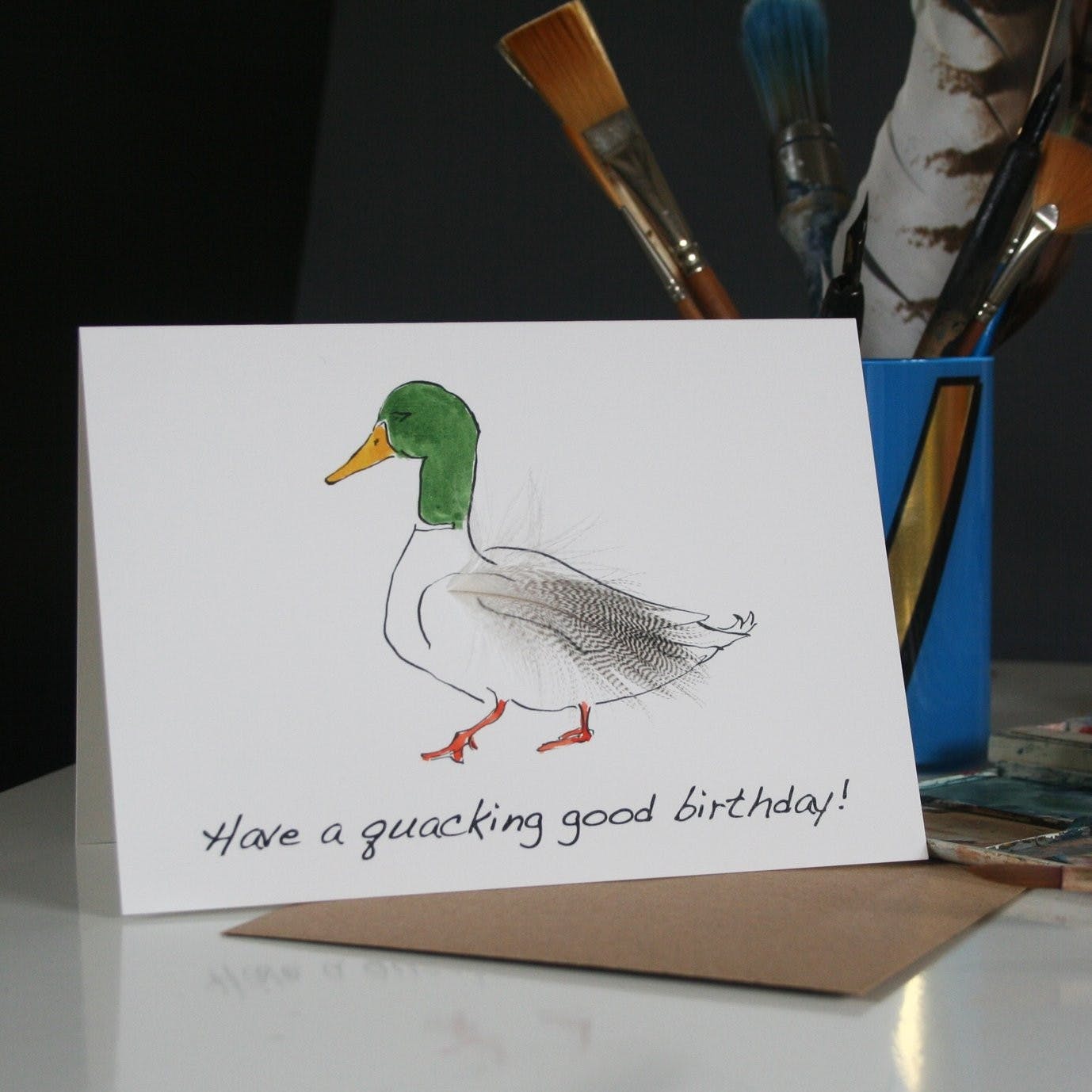carte-danniversaire-canard-colvert-plume-cluck-cluck