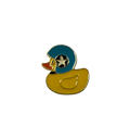 Gelbe Enten-Anstecknadel mit Motorradhelm