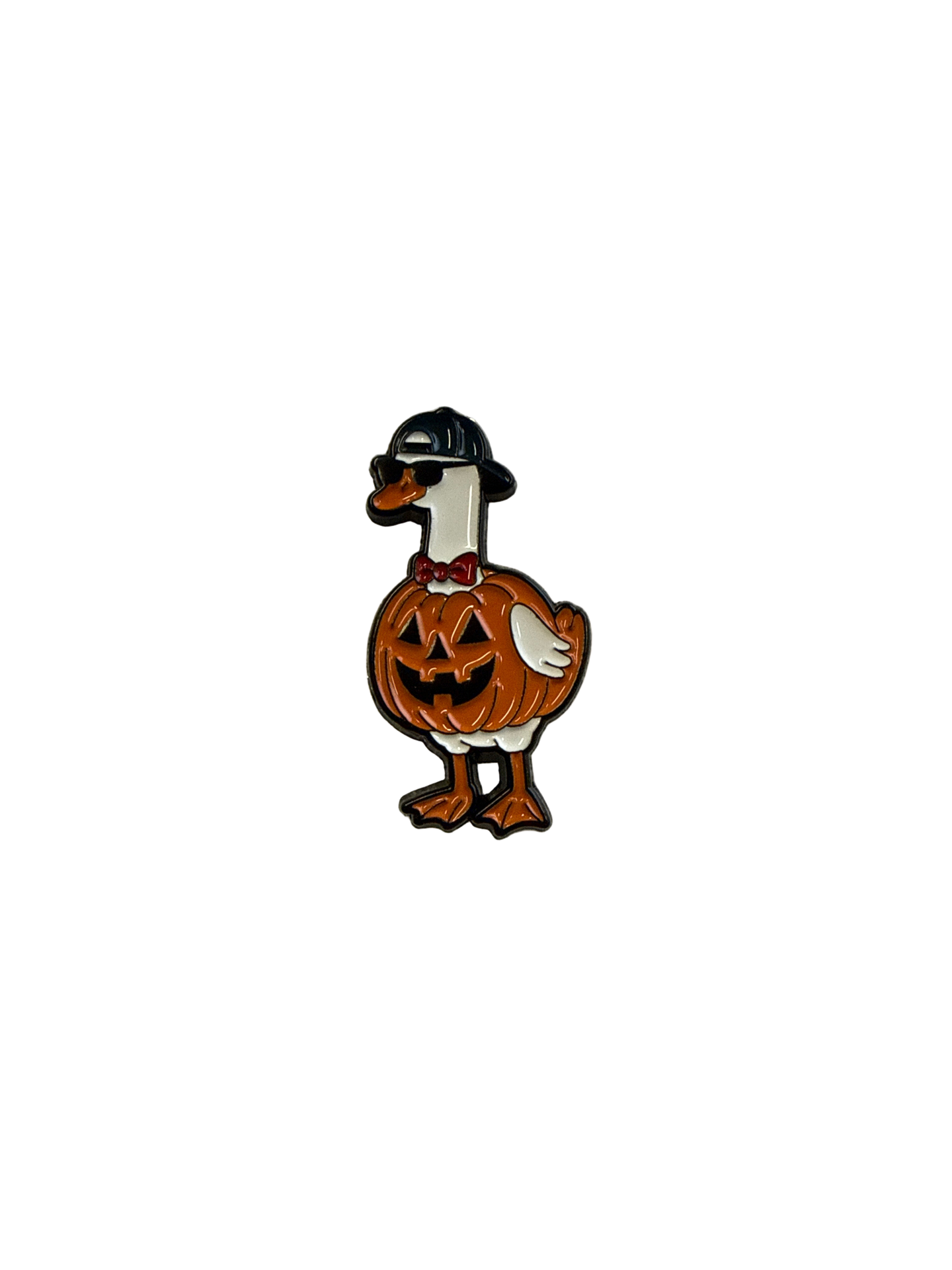 Halloween-Kürbis-Anstecknadel mit weißer Ente