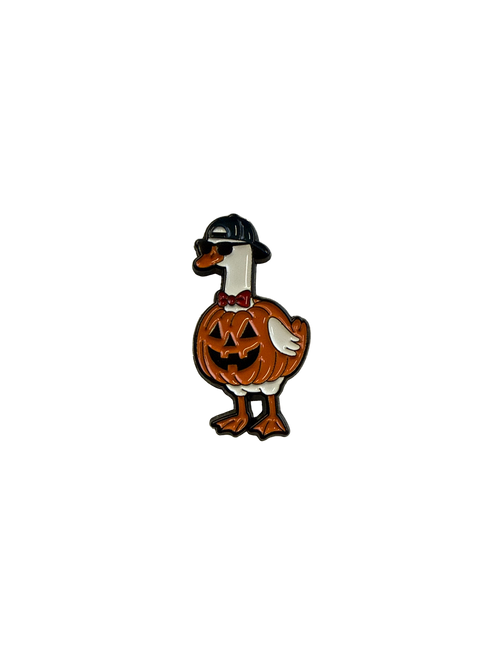 Photo produit - Pin's Canard Blanc Citrouille d’Halloween