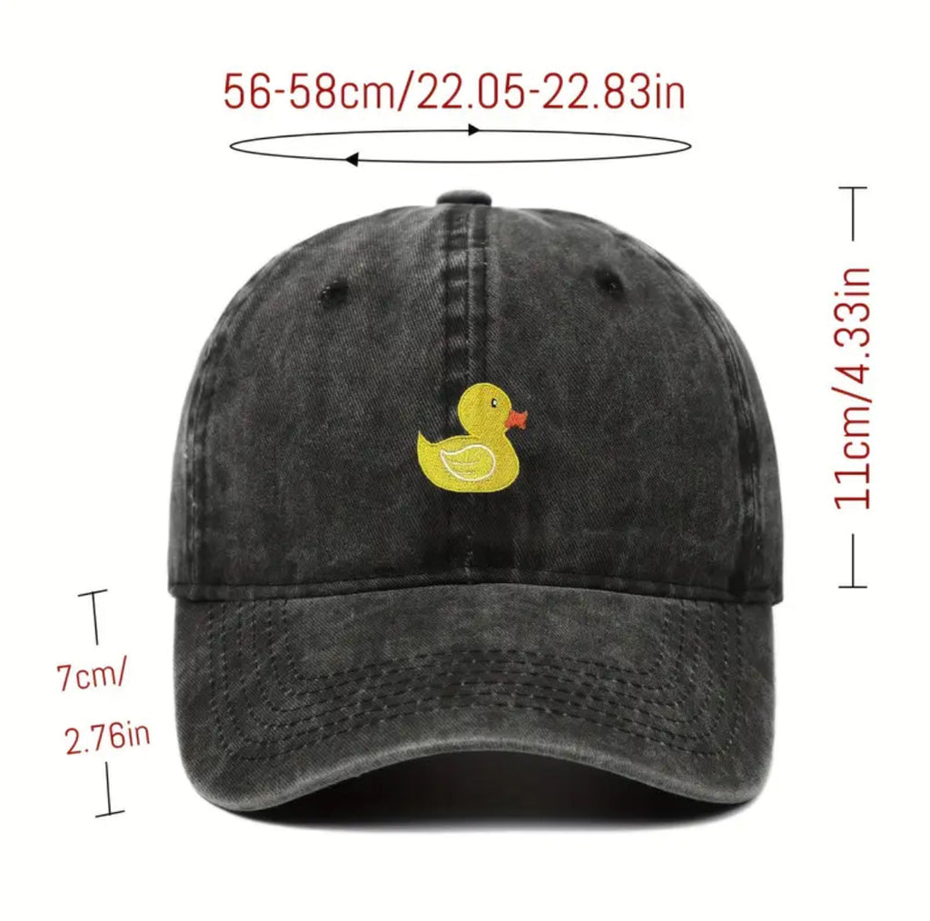 Embroidered Yellow Duck Washed Cap