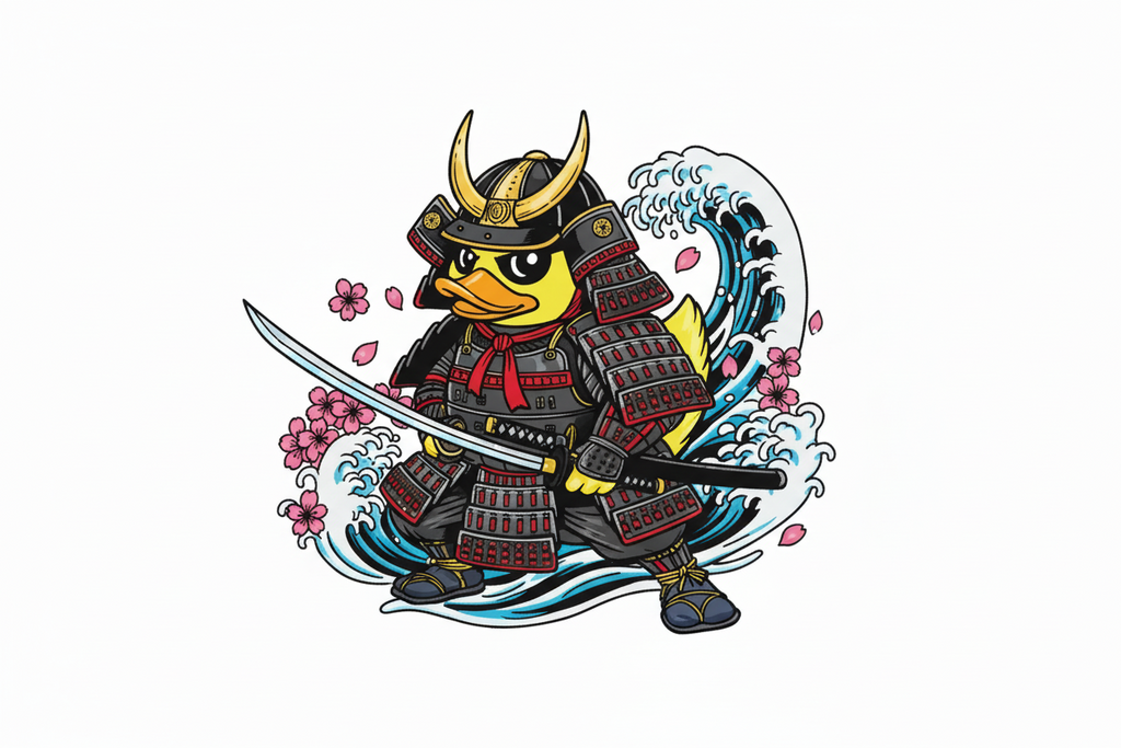 Sticker Autocollant Canard Samouraï – Honneur & Courage