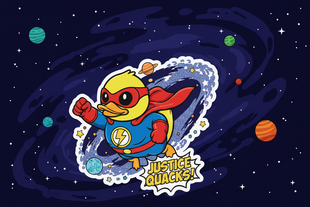 Sticker Canard Super-Héros – “Justice Quacks!”