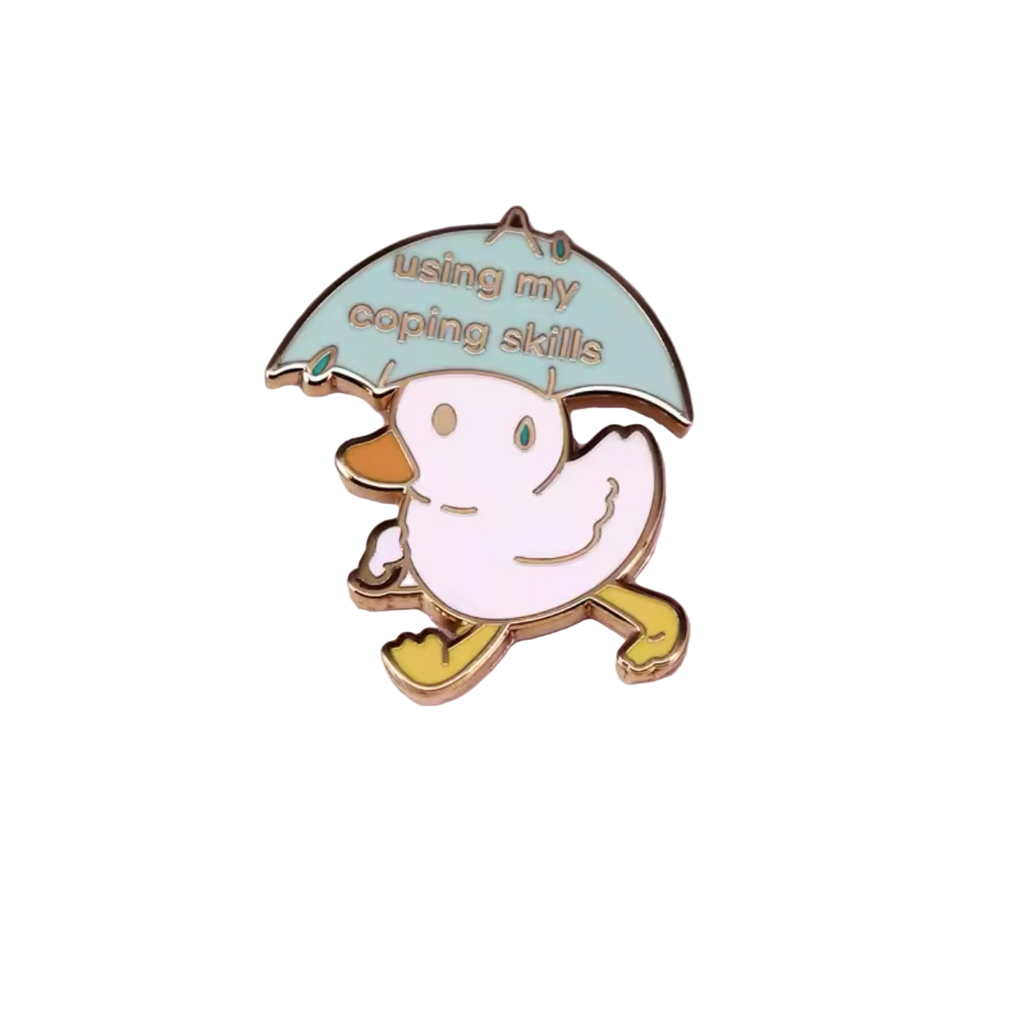 White Duck with Umbrella Pin "Using my coping style"