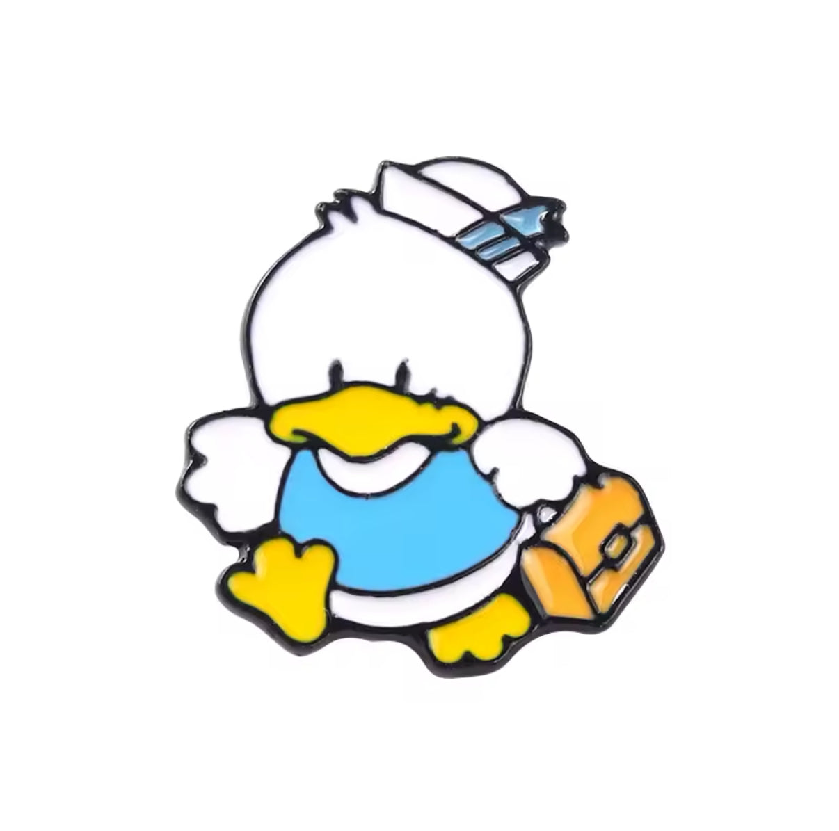 Weiße Ente Schuljunge Button