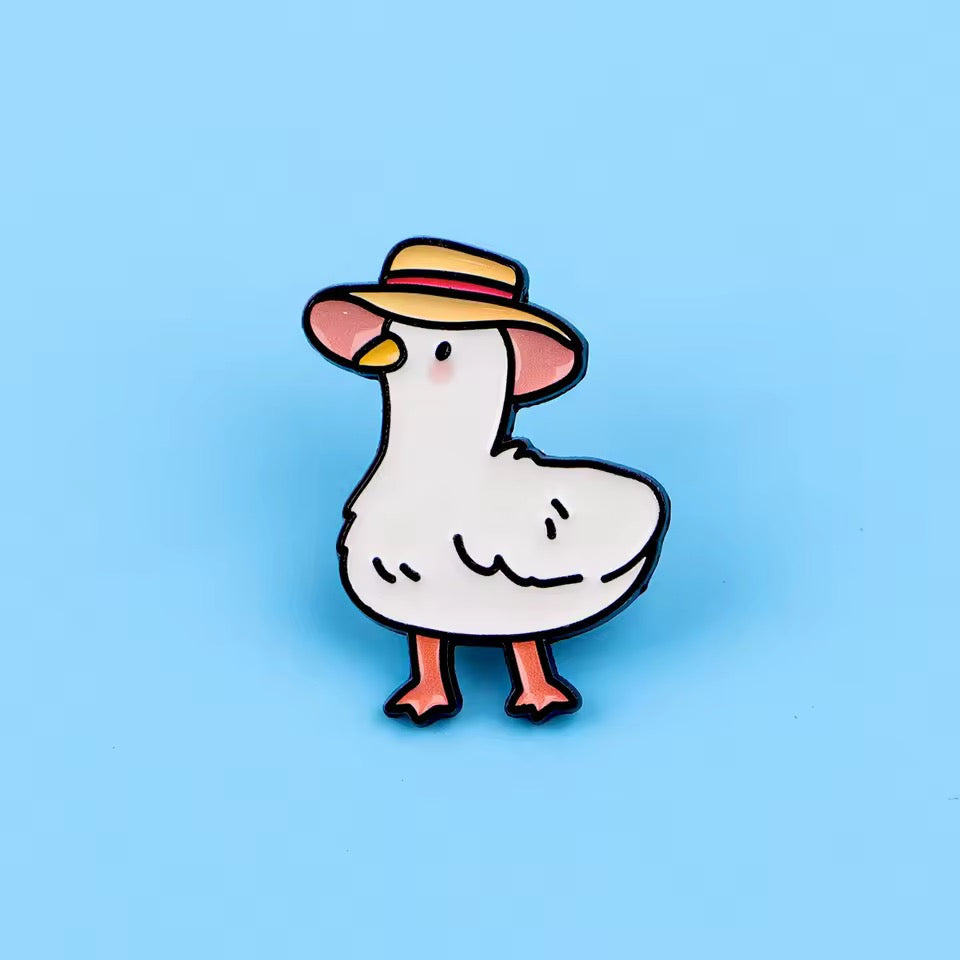 Pin’s Canard Blanc Chapeau de paille