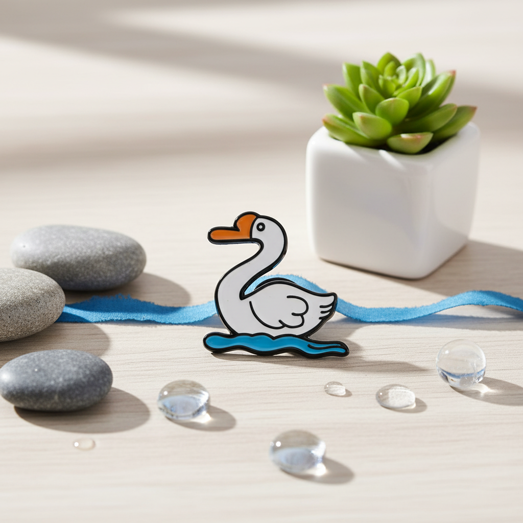 Weiße Ente auf dem Wasser Button