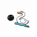 Weiße Ente auf dem Wasser Button