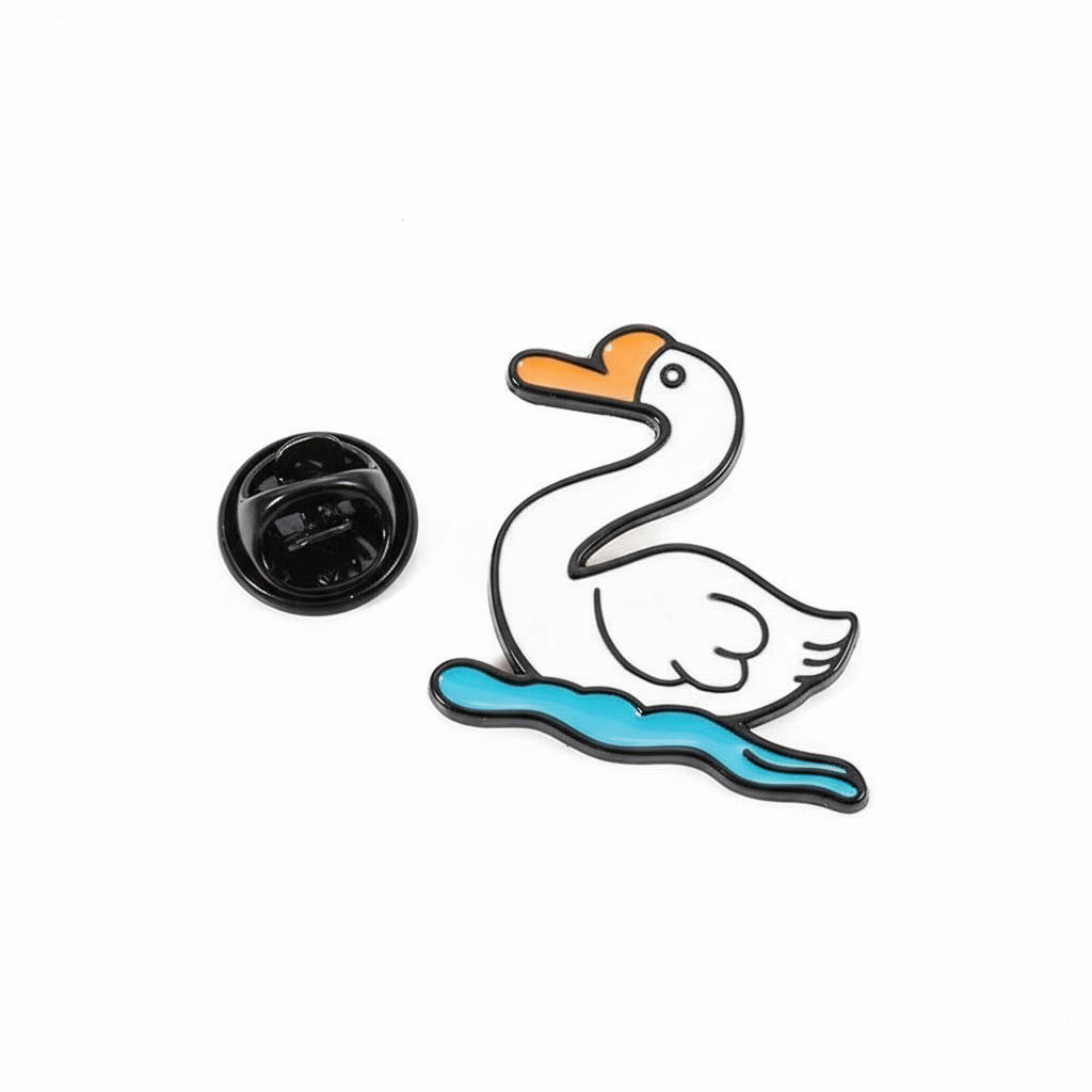 Weiße Ente auf dem Wasser Button