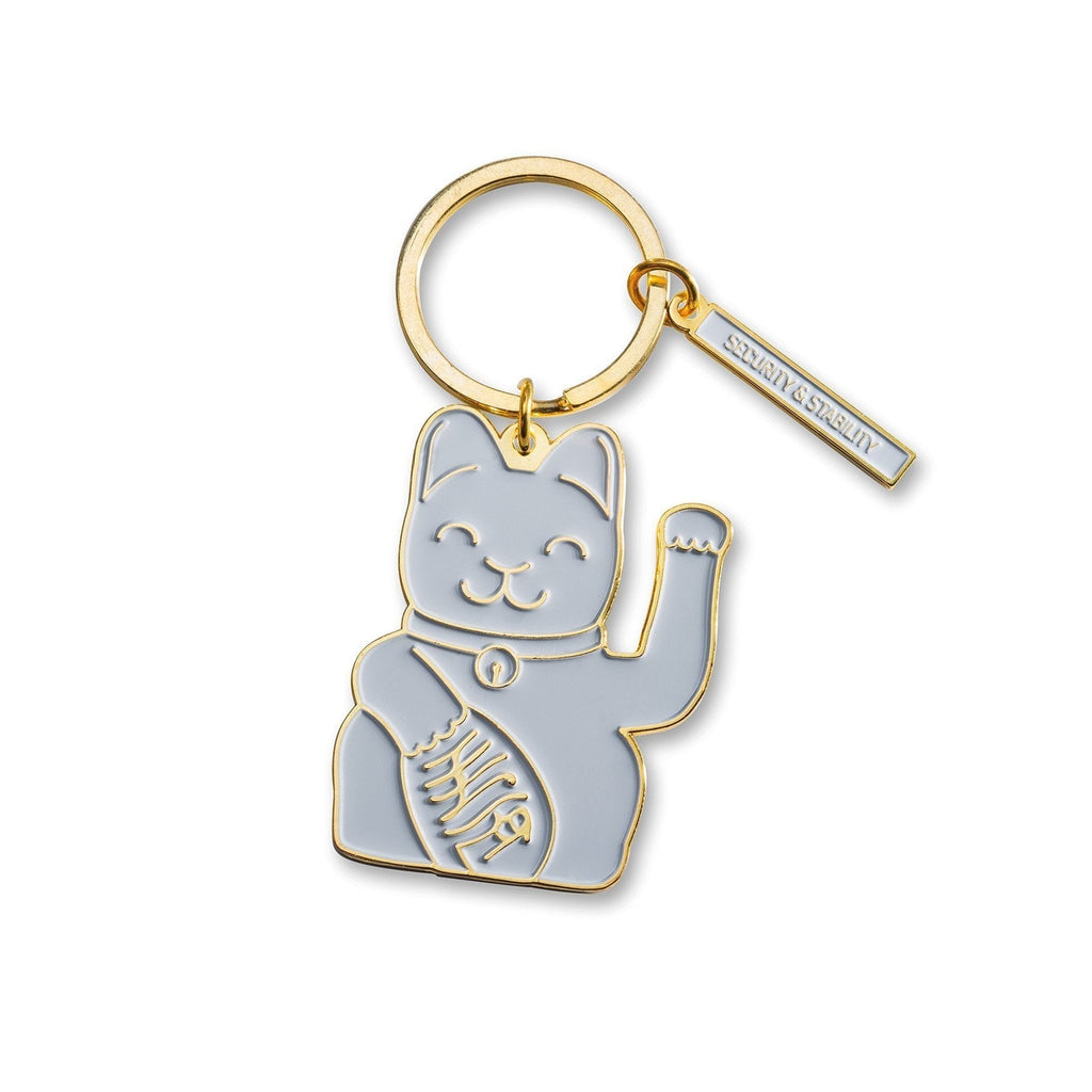 Porte-clés Chat Chanceux Gris