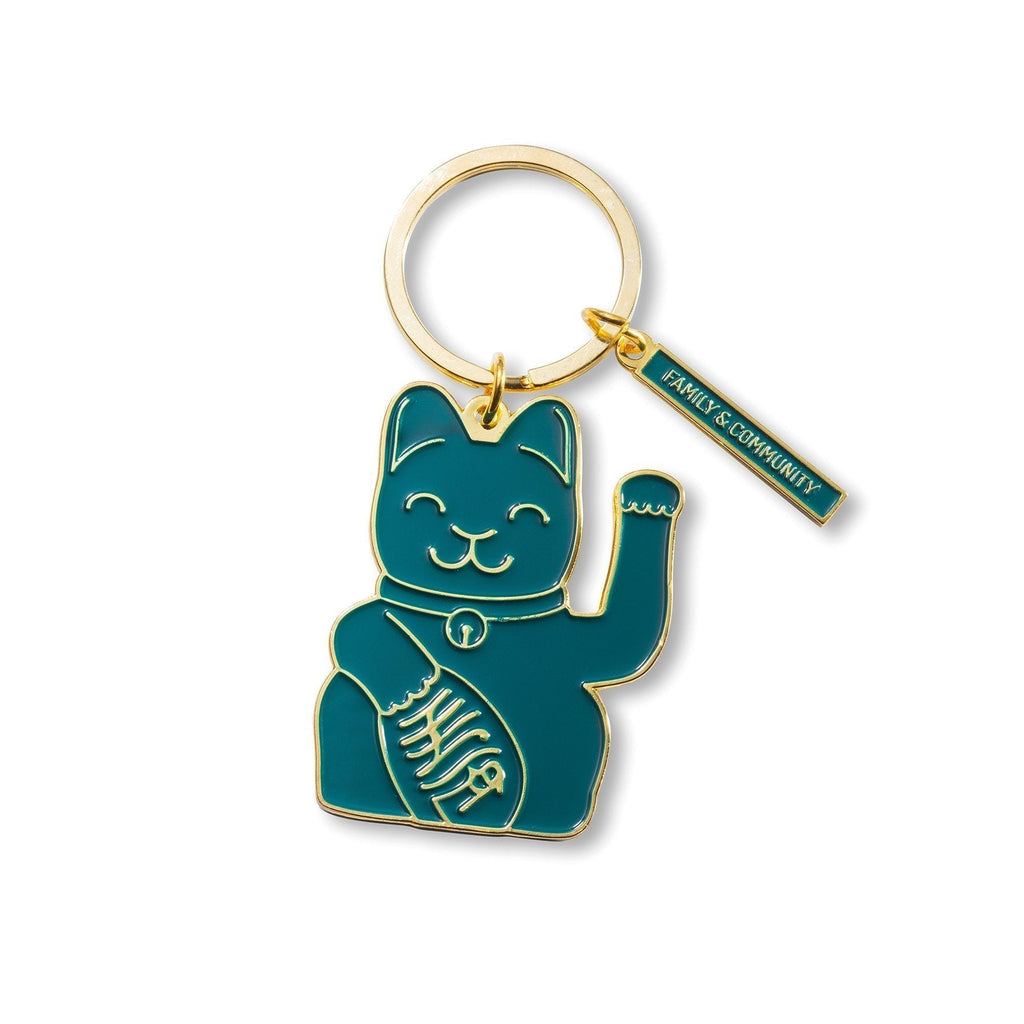 Porte-clés Chat Chanceux Vert