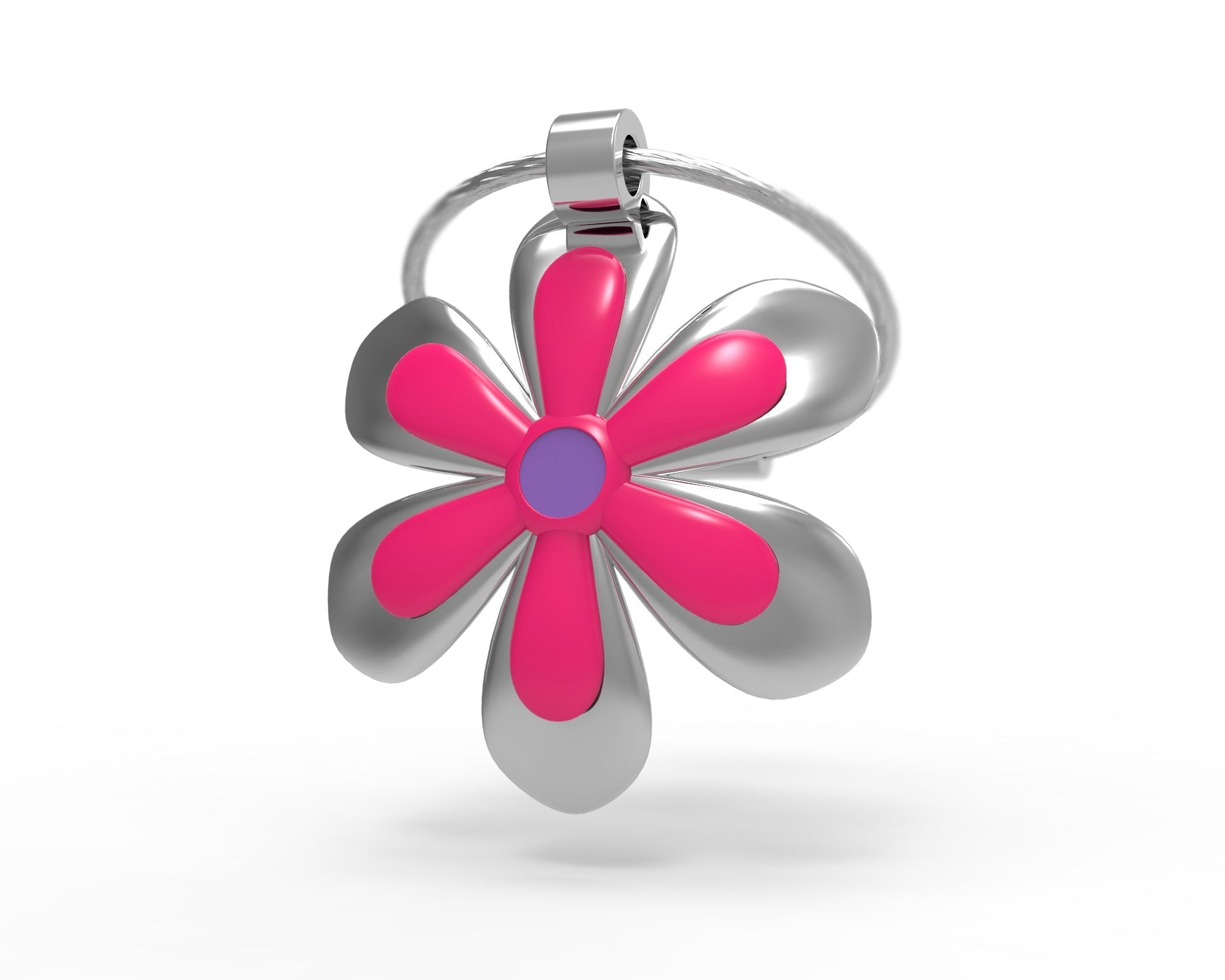 Schlüsselanhänger, silberne Blume