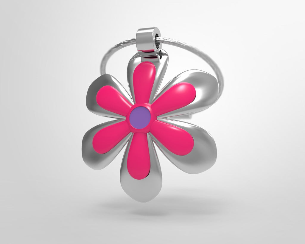 Schlüsselanhänger, silberne Blume